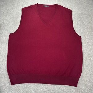 Kallspin Mens‎ 3XL Tall Burgundy V Neck Sweater Vest Sleeveless Pullover